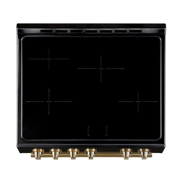 FORNO 2-Piece Appliance Package - 30-Inch Slide-In Induction Range and 31-Inch Bottom Freezer Door Refrigerator in Black with Antique Brass Handle FBDL-014-12CAUS