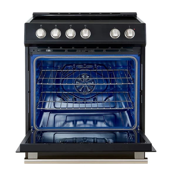 FORNO 2-Piece Appliance Package - 30-Inch Slide-In Induction Range and 30-Inch French Door Refrigerator in Black with Stainless Steel Handle FBDL-014-15CAUS