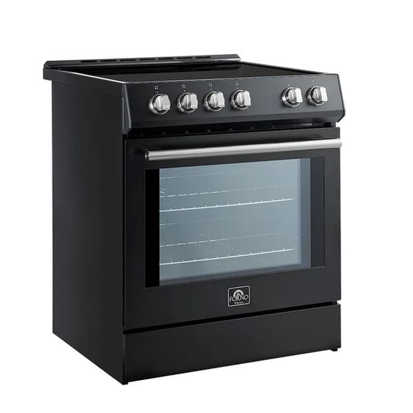 FORNO 2-Piece Appliance Package - 30-Inch Slide-In Induction Range and 30-Inch French Door Refrigerator in Black with Stainless Steel Handle FBDL-014-15CAUS