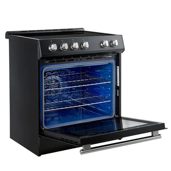 FORNO 2-Piece Appliance Package - 30-Inch Slide-In Induction Range and 36-Inch Side by Side Refrigerator with Water Dispenser in Black with Stainless Steel Handle FBDL-014-14CAUS