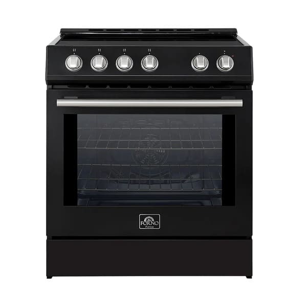 FORNO 2-Piece Appliance Package - 30-Inch Slide-In Induction Range and 30-Inch French Door Refrigerator in Black with Stainless Steel Handle FBDL-014-15CAUS