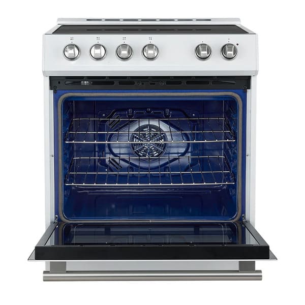 FORNO 2-Piece Appliance Package - 30-Inch Slide-In Induction Range and 31-Inch Refrigerator, Right Hinge in White with Stainless Steel Handle FBDL-014-06CAUS
