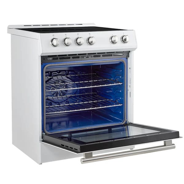 FORNO 2-Piece Appliance Package - 30-Inch Slide-In Induction Range and 31-Inch Refrigerator, Right Hinge in White with Stainless Steel Handle FBDL-014-06CAUS