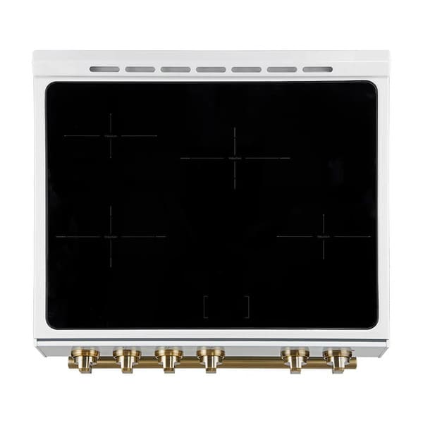 FORNO 2-Piece Appliance Package - 30-Inch Slide-In Induction Range and 36-Inch Side by Side Refrigerator with Water Dispenser in White with Antique Brass Handle FBDL-014-09CAUS