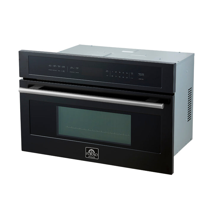 FORNO 2-Piece Kitchen Bundle - 30" Black Single Wall Oven (1333-30), 30" Black Microwave (3093-30)