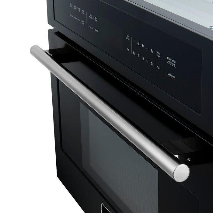 FORNO 2-Piece Kitchen Bundle - 30" Black Single Wall Oven (1333-30), 30" Black Microwave (3093-30)
