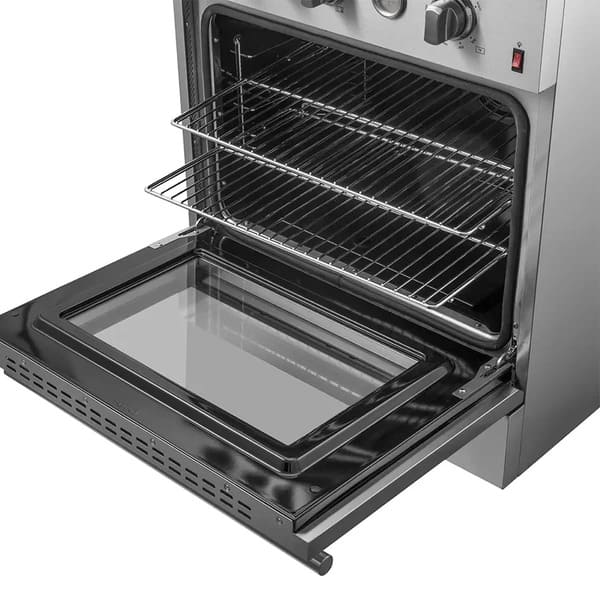 Close-up of the oven racks inside the FORNO 30-inch gas range, showing heavy-duty construction and adjustable positions for versatile cooking.