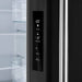 Close-up view of the control panel on the FORNO 30-inch French door refrigerator in black from the 2-Piece Appliance Package, featuring a digital display with touch controls for temperature settings, mode selection, and energy-efficient operation.