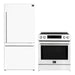 FORNO 2-piece appliance package featuring a 30-inch induction range and a 31-inch right-hinge refrigerator in a sleek white finish, offering a modern and cohesive kitchen setup.