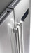 Close-up of the handles on the FORNO 33-inch side-by-side refrigerator in stainless steel, showcasing the ergonomic design and brushed metal finish.