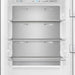 Close-up view of the interior shelf inside the FORNO 60-inch built-in pro-style refrigerator from the 2-Piece Appliance Package, showcasing adjustable glass shelving with stainless steel trim, designed for flexible food organization and easy cleaning.