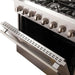 FORNO 3-Piece Appliance Package 36-inch gas range in stainless steel, featuring six burners, heavy-duty knobs, and a spacious oven with French doors.