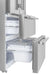 Side view of the lower drawer compartment in the FORNO 36-inch French door refrigerator, showing spacious interior storage—part of the FORNO 3-piece stainless steel appliance package.