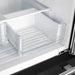 Open view of the crisper drawer in the FORNO 30-Inch French Door Refrigerator in Black, showing the spacious, clear compartment ideal for storing fresh produce with adjustable humidity settings.