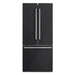 Front view of the FORNO 30-Inch French Door Refrigerator in Black, featuring twin French doors, a bottom freezer drawer, and a smooth matte black finish for a modern look.