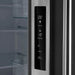Close-up of the control panel on the FORNO 30-inch French door refrigerator in stainless steel, displaying temperature settings, function indicators, and digital touch controls.