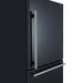 Side view of the FORNO 31-Inch Refrigerator with Right Hinge in Black, highlighting the sleek vertical door handles and smooth black exterior finish.