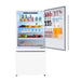 FORNO 31-Inch Refrigerator with right-hinge in white finish, front view with door open showing interior shelves, drawers, and spacious compartment layout.