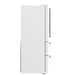 Side view of the FORNO 36-Inch French Door Refrigerator in White, highlighting the smooth white finish and modern, streamlined profile.