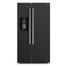 Front view of the FORNO 36-Inch Side-by-Side Refrigerator with Water Dispenser in Black, featuring flat-panel doors, minimalist handles, and a built-in water and ice dispenser for modern functionality.