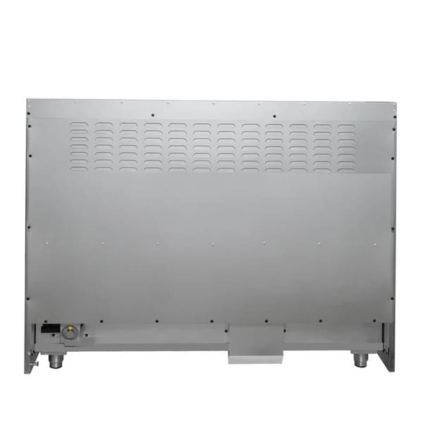 FORNO Galiano 48-Inch French Door Dual Fuel Range with 8 Burners and 6.58 Cu. Ft. Electric Convection Oven in Black/White with Antique Brass Trim