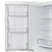 Close-up view of the interior door bins in the Forno 36-inch French door refrigerator in white, featuring multiple clear storage compartments ideal for organizing beverages, condiments, and small items.