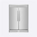 Front view of FORNO Maderno 60-Inch Convertible Refrigerator-Freezer in stainless steel with decorative trim, French doors, and sleek professional design.