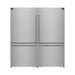 FORNO Milano 62-Inch Freestanding Refrigerator in stainless steel featuring dual bottom freezers, French doors, and spacious interior storage.