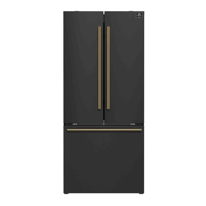 FORNO 5-Piece Black Stainless Steel Kitchen Bundle – Home Depot Exclusive – 30” Electric Range, 30” French Door Refrigerator, 30” Range Hood, 24” Microwave Drawer, 24” Built-In Dishwasher | SKU: FBDL-THD-003BLK