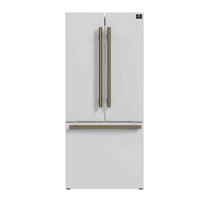 FORNO 5-Piece White Stainless Steel Kitchen Bundle – Home Depot Exclusive – 30” Electric Range, 30” French Door Refrigerator, 30” Range Hood, 24” Microwave Drawer, 24” Built-In Dishwasher | SKU: FBDL-THD-003WHT