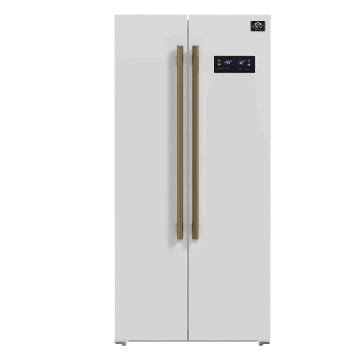 Forno Salerno Espresso 33-Inch White Side-by-Side Refrigerator, 15.6 Cu. Ft., Energy-Efficient, No Frost, Modern Design