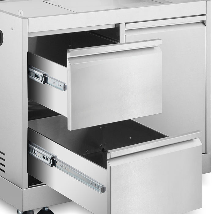 Cosmo 32 in. Newport Collection Grill Cabinet with Drawers, Tank Mount, Soft Roll Casters, Stainless Steel Frame - COS-GCN323SS