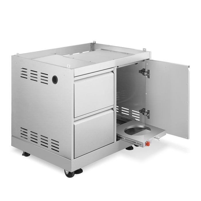 Cosmo 32 in. Newport Collection Grill Cabinet with Drawers, Tank Mount, Soft Roll Casters, Stainless Steel Frame - COS-GCN323SS