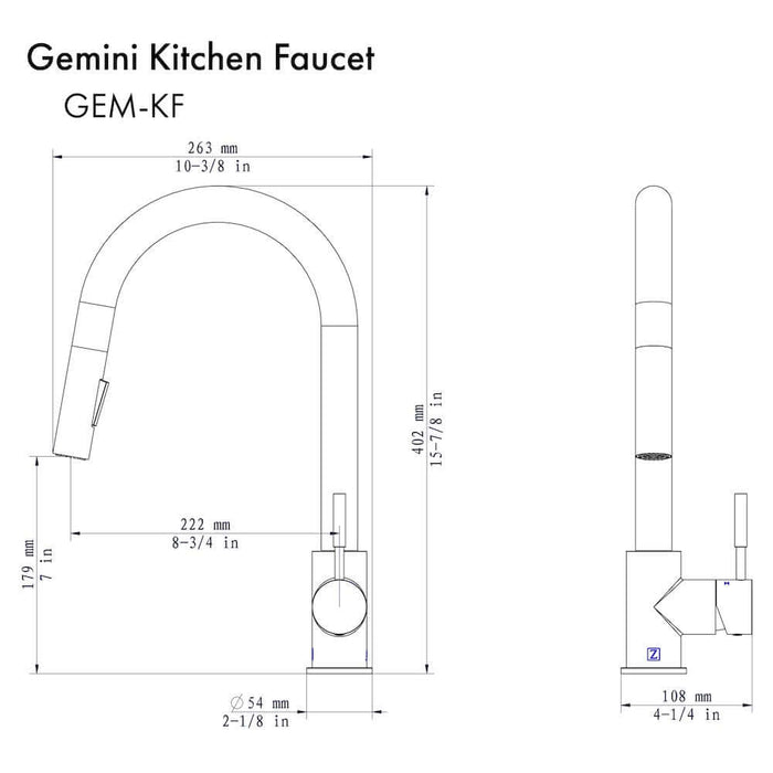 ZLINE Gemini Kitchen Faucet in Matte Black (GEM-KF-MB)