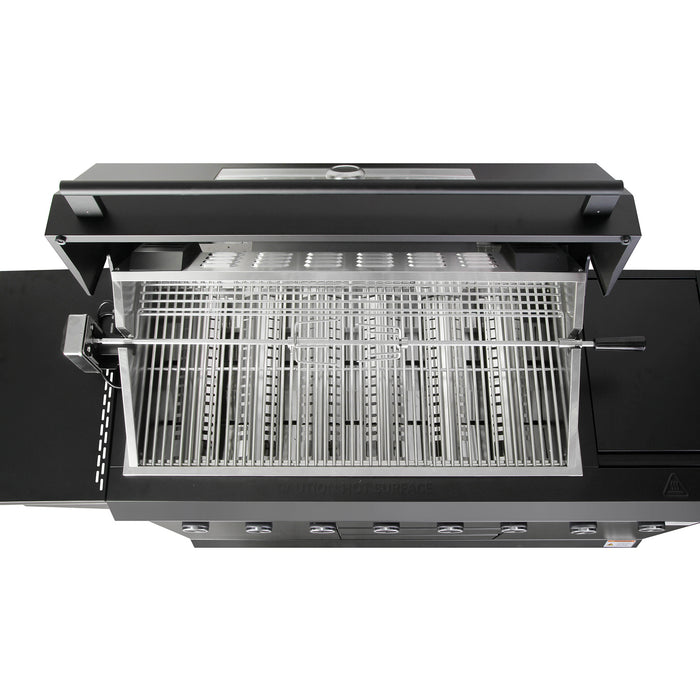 Cosmo 58 in. Newport Collection 6 Burner Propane Gas Grill, Side Griddle, Infrared Rotisserie, Knob LEDs, Matte Black - COS-GGFN587GBK