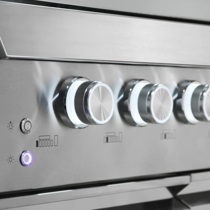 Cosmo 58 in. Newport Collection 6 Burner Propane Gas Grill, Side Griddle, Infrared Rotisserie, Knob LEDs, Stainless Steel - COS-GGFN587GSS