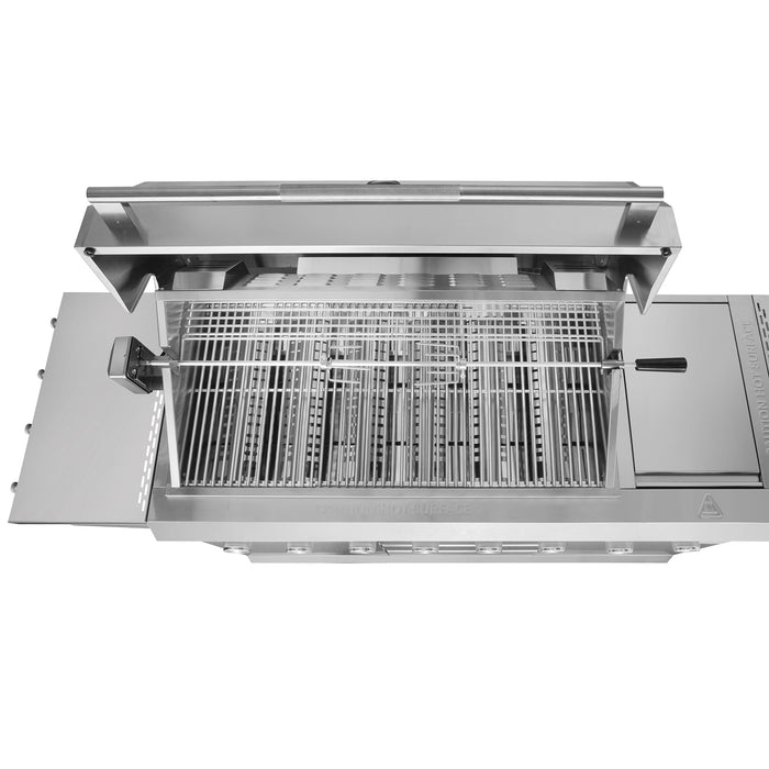 Cosmo 58 in. Newport Collection 6 Burner Propane Gas Grill, Side Griddle, Infrared Rotisserie, Knob LEDs, Stainless Steel - COS-GGFN587GSS