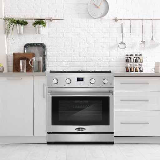 Cosmo 30 in. Lumin Collection 4.8 cu. ft. Gas Range with 4 Sealed Burners and Convection Oven in Stainless Steel - COS-GRC304KB