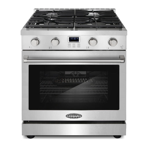 Cosmo 30 in. Lumin Collection 4.8 cu. ft. Gas Range with 4 Sealed Burners and Convection Oven in Stainless Steel - COS-GRC304KB