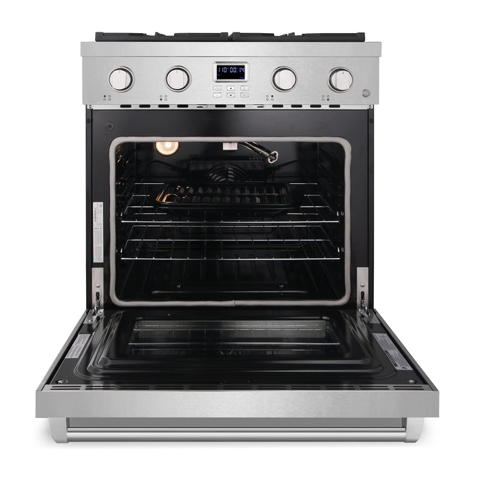 Cosmo 30 in. Lumin Collection 4.8 cu. ft. Gas Range with 4 Sealed Burners and Convection Oven in Stainless Steel - COS-GRC304KB