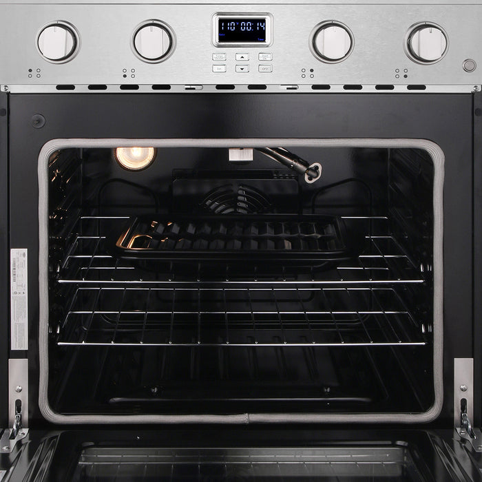 Cosmo 30 in. Lumin Collection 4.8 cu. ft. Gas Range with 4 Sealed Burners and Convection Oven in Stainless Steel - COS-GRC304KB