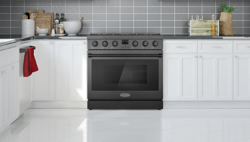 Cosmo 36 in. Lumin Collection 6.1 cu. ft. Gas Range with 6 Sealed Burners and Convection Oven in Matte Black - COS-GRC366KB-BK