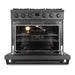 Cosmo 36 in. Lumin Collection 6.1 cu. ft. Gas Range with 6 Sealed Burners and Convection Oven in Matte Black - COS-GRC366KB-BK
