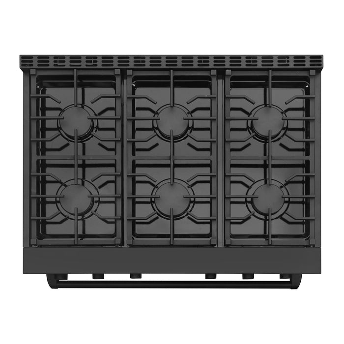 Cosmo 36 in. Lumin Collection 6.1 cu. ft. Gas Range with 6 Sealed Burners and Convection Oven in Matte Black - COS-GRC366KB-BK