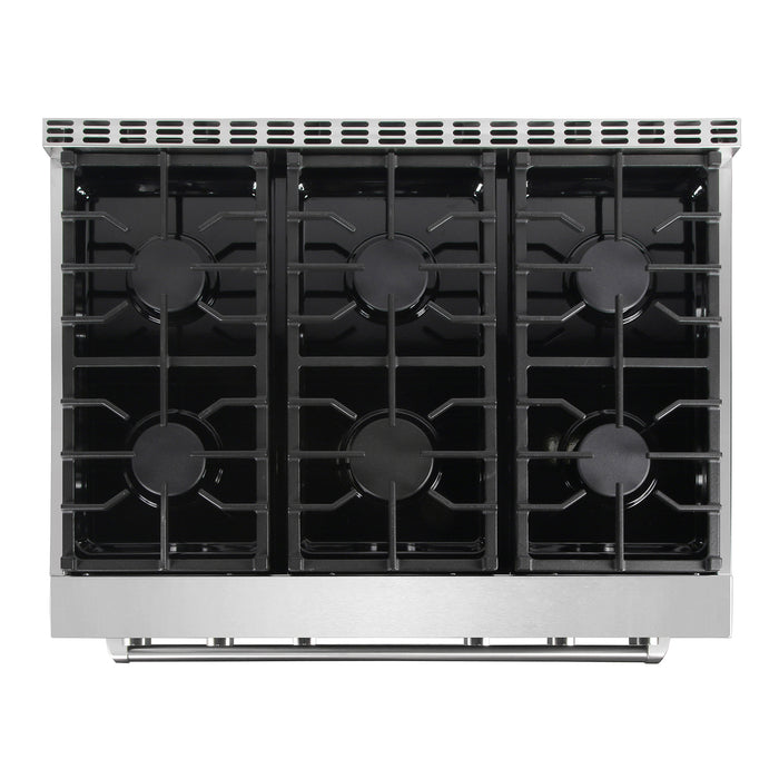 Cosmo 36 in. Lumin Collection 6.1 cu. ft. Gas Range with 6 Sealed Burners and Convection Oven in Stainless Steel - COS-GRC366KB