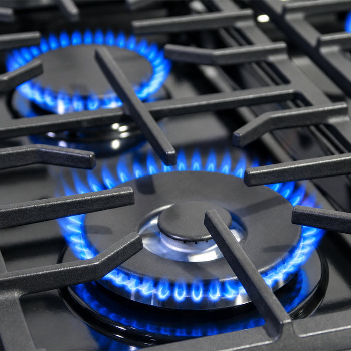 Cosmo 48 in. Lumin Collection 7.4 cu. ft. Double Oven Gas Range with 8 Burners, Convection, Cast Iron Grates, Stainless Steel - COS-GRC488KB