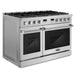 Cosmo 48 in. Lumin Collection 7.4 cu. ft. Double Oven Gas Range with 8 Burners, Convection, Cast Iron Grates, Stainless Steel - COS-GRC488KB