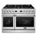 Cosmo 48 in. Lumin Collection 7.4 cu. ft. Double Oven Gas Range with 8 Burners, Convection, Cast Iron Grates, Stainless Steel - COS-GRC488KB