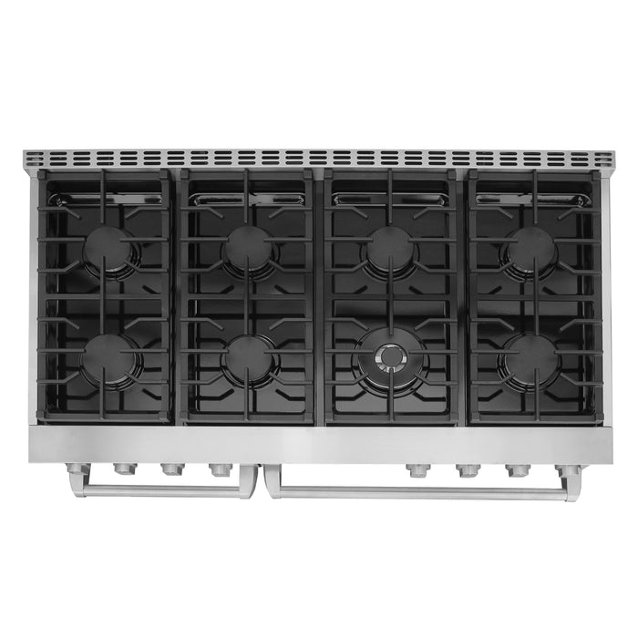 Cosmo 48 in. Lumin Collection 7.4 cu. ft. Double Oven Gas Range with 8 Burners, Convection, Cast Iron Grates, Stainless Steel - COS-GRC488KB