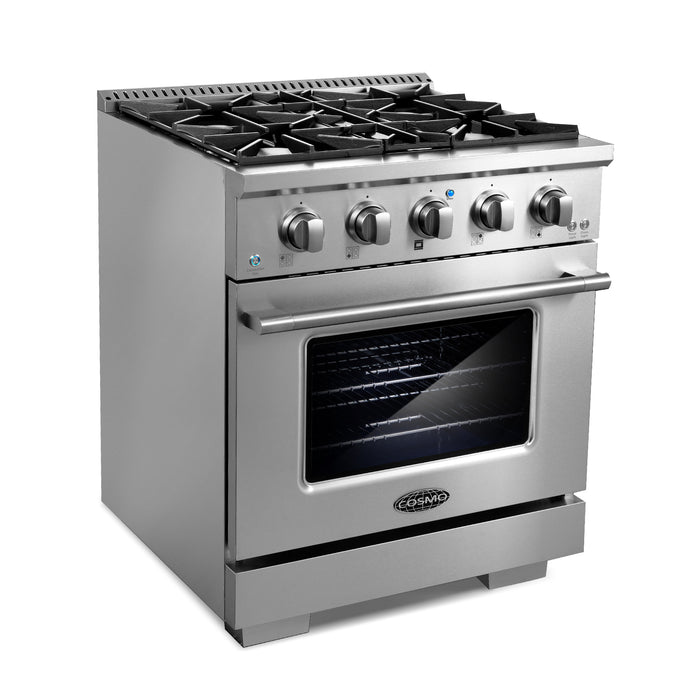 Cosmo Commercial-Style 30 in. 4.3 cu. ft. Gas Range with 4 Burners and Heavy Duty Cast Iron Grates in Stainless Steel - COS-GRP304